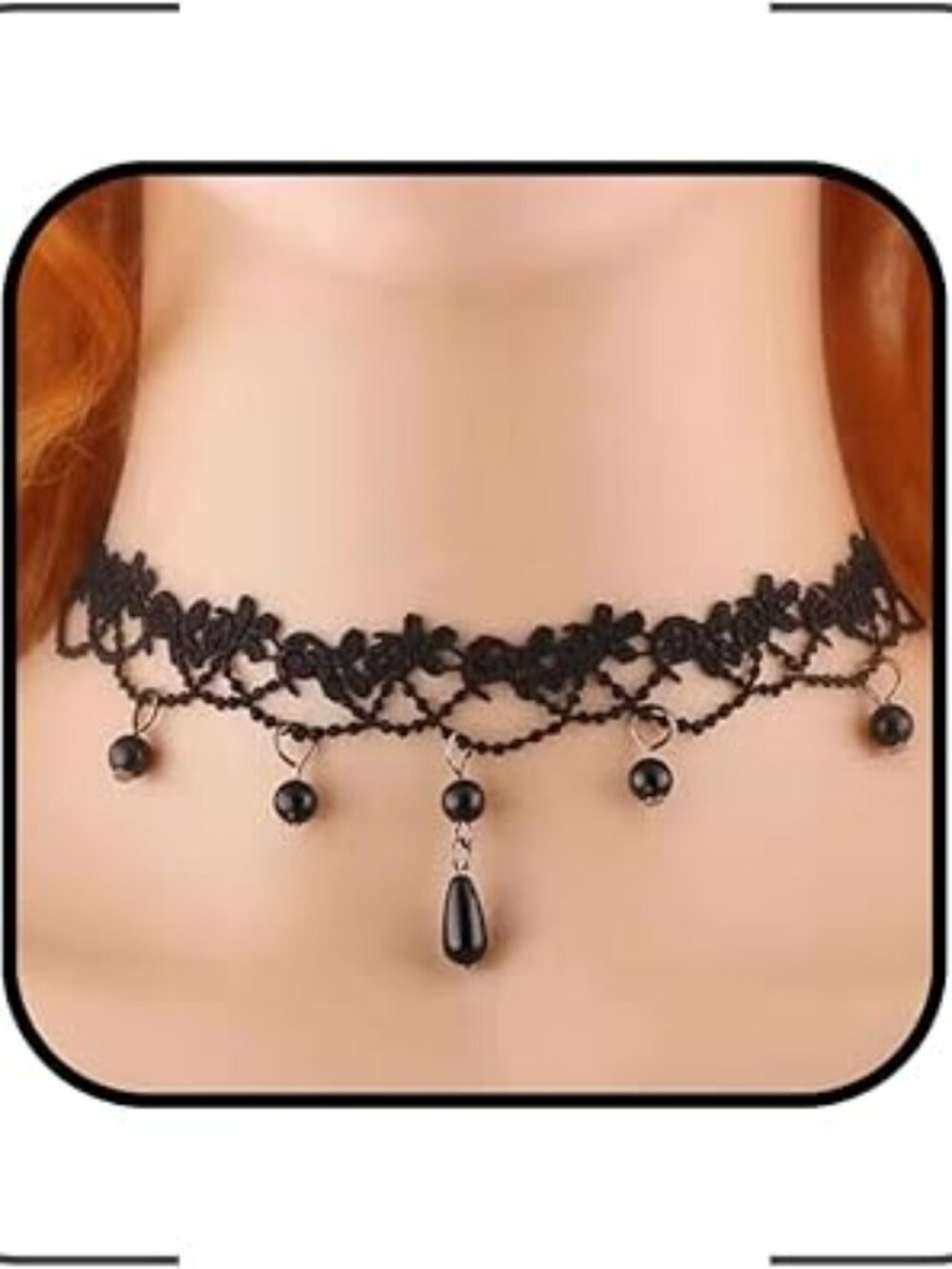 Black Lace‎ Pearls Choker Necklace Goth Punk Prom New